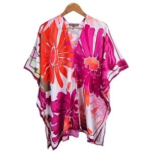Kate & Mallory Womens Cotton Floral Kimono OS Bold Boho Chic Festival Cover-Up